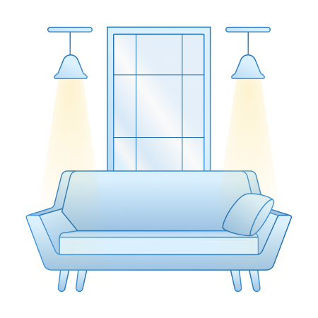 A room with lights controlled by MTronic Smart Dimmer