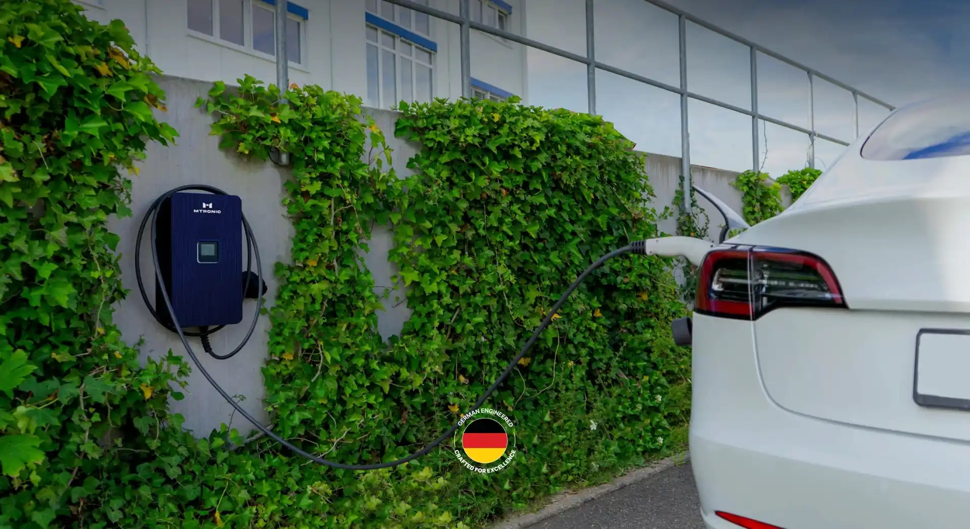 Background image showing EV MCharger