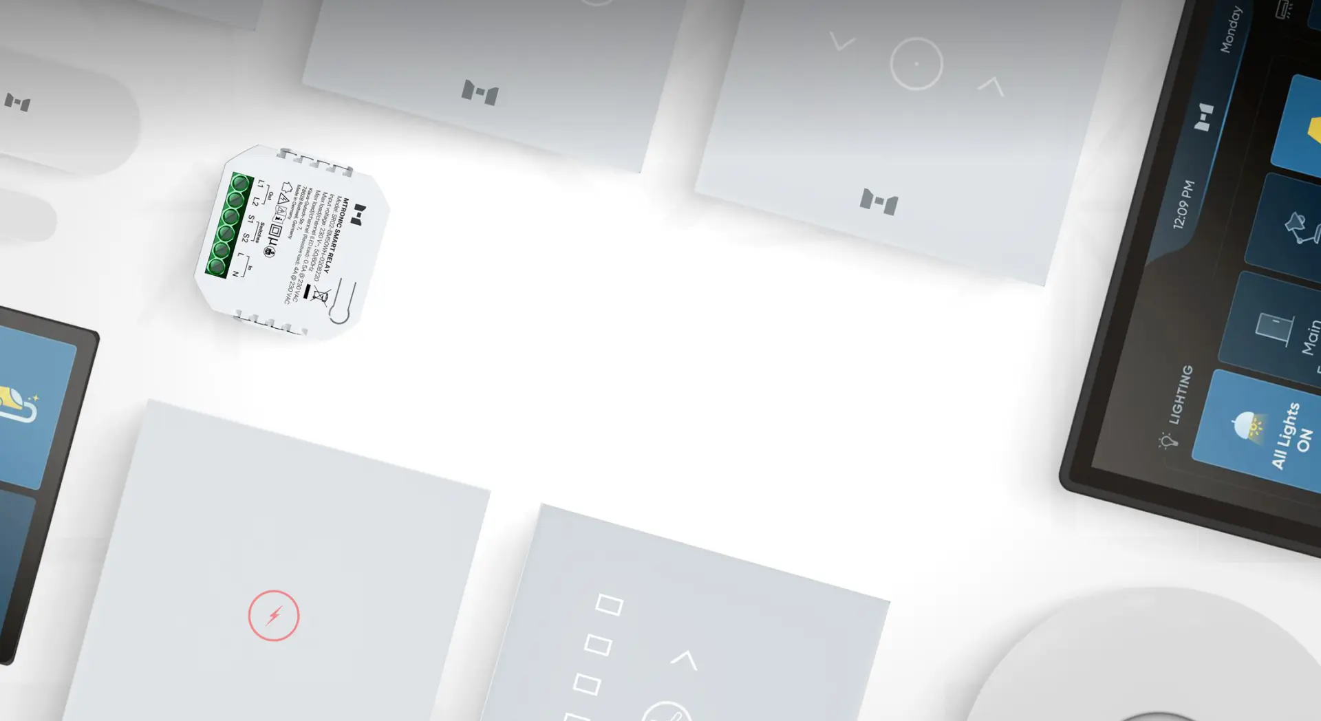 Background image showing MTronic products