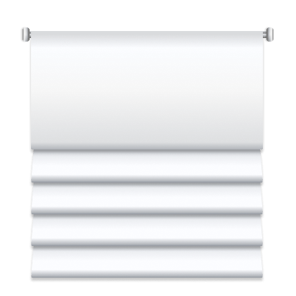 لوحة ستارة ذكية بيضاء لؤلؤية أنيقة من MTronic مع نقطة دائرية في المركز وسهم لأعلى مضاء باللون الأزرق بينما خيار التدحرج للأسفل باللون الرمادي وشعار MRS باللون الرمادي في الأسفل